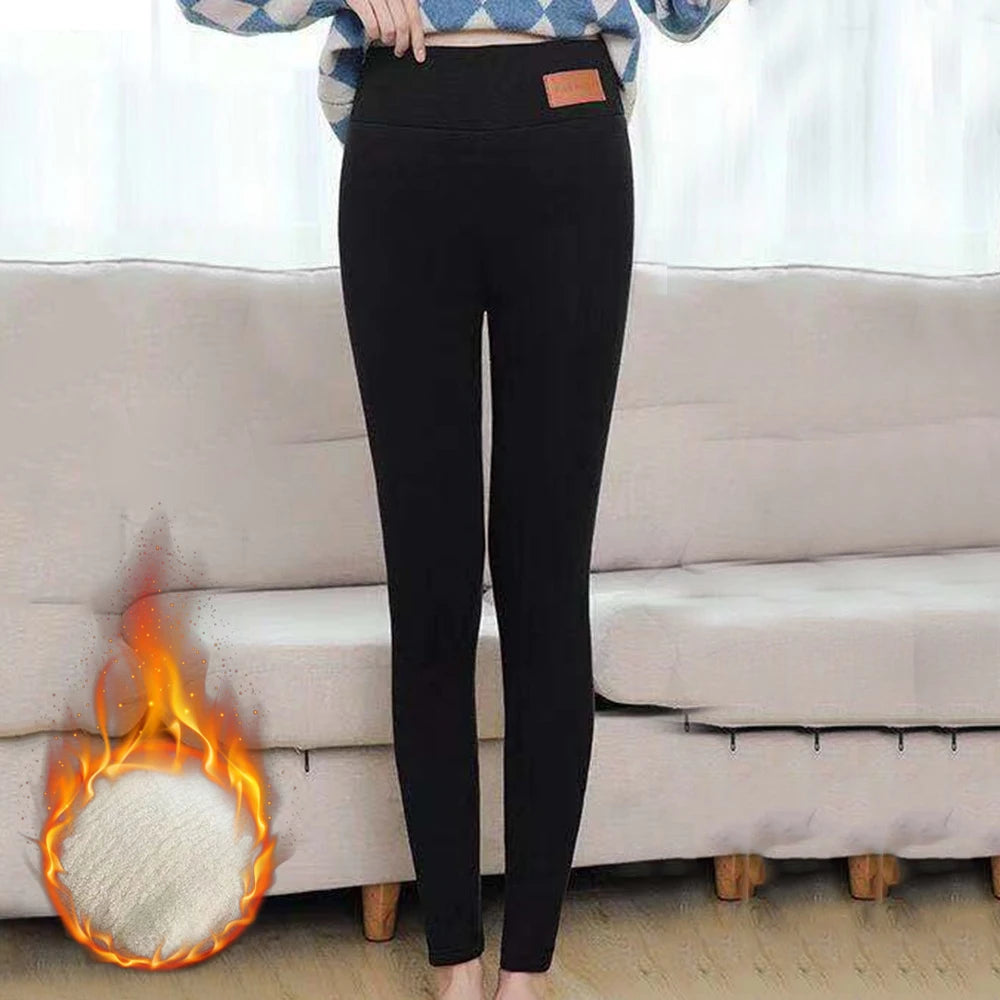 "Winter-Ready Chic: Insulated Lamb Fleece High-Waist Leggings for Women"