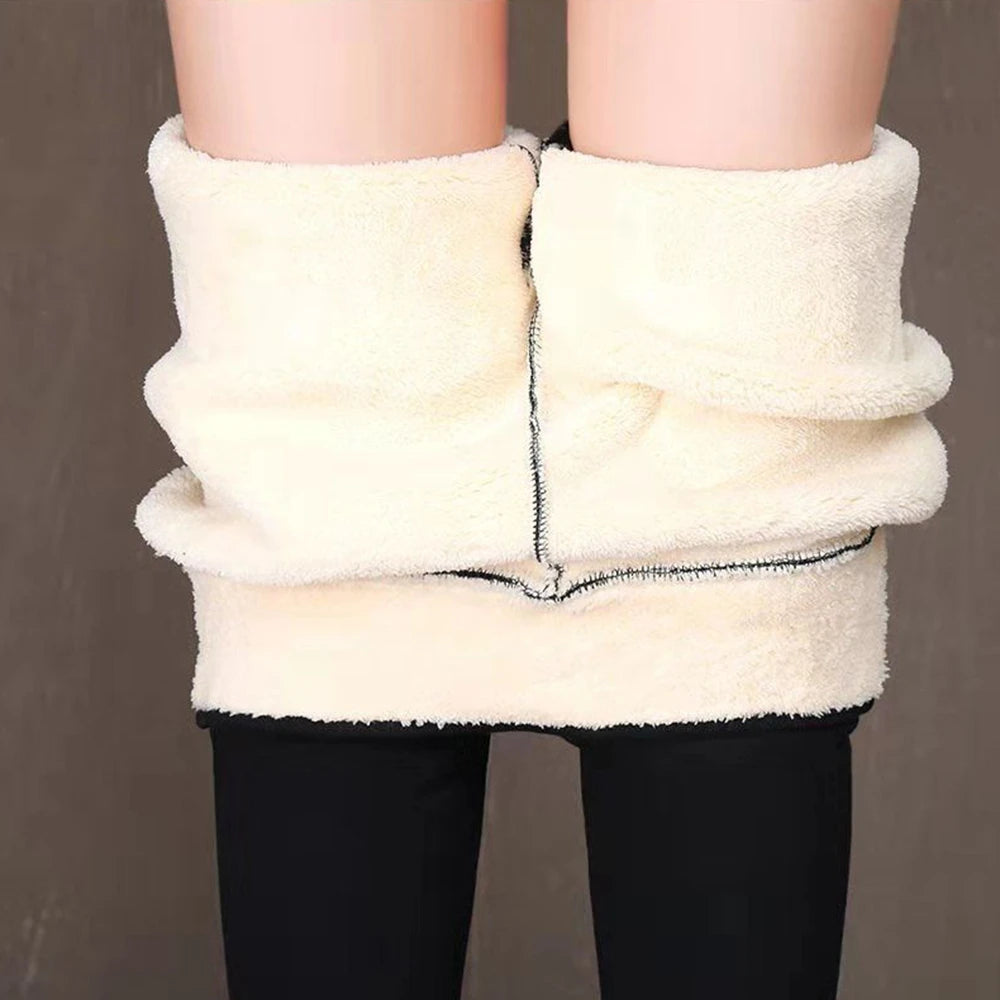 "Winter-Ready Chic: Insulated Lamb Fleece High-Waist Leggings for Women"