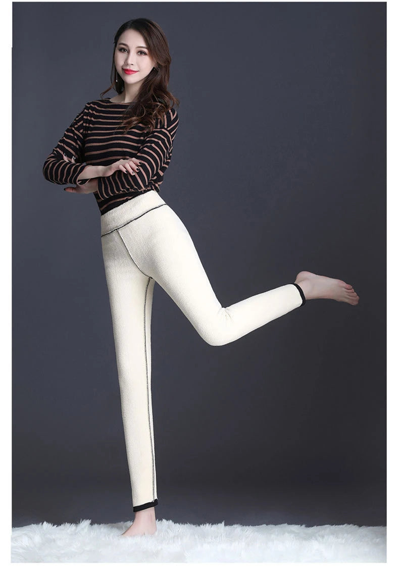 "Winter-Ready Chic: Insulated Lamb Fleece High-Waist Leggings for Women"