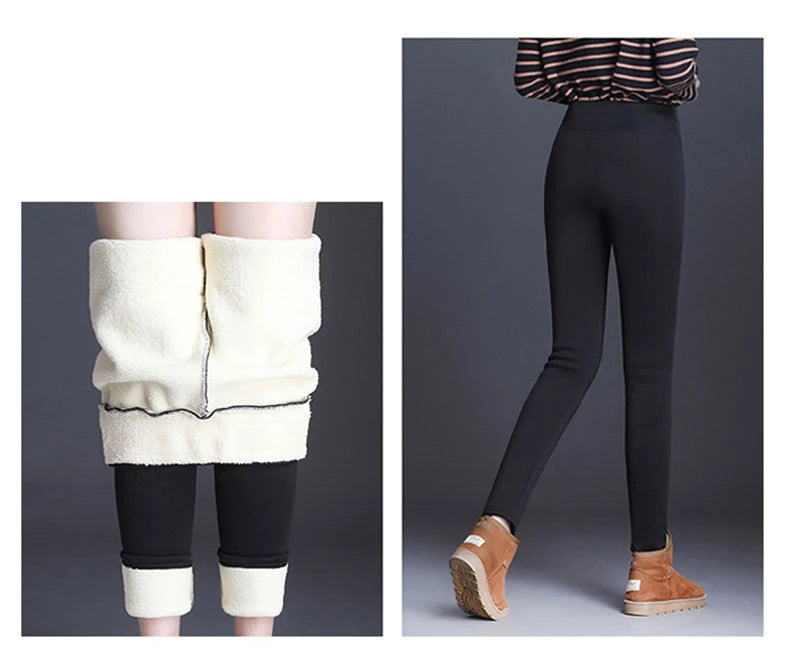 "Winter-Ready Chic: Insulated Lamb Fleece High-Waist Leggings for Women"