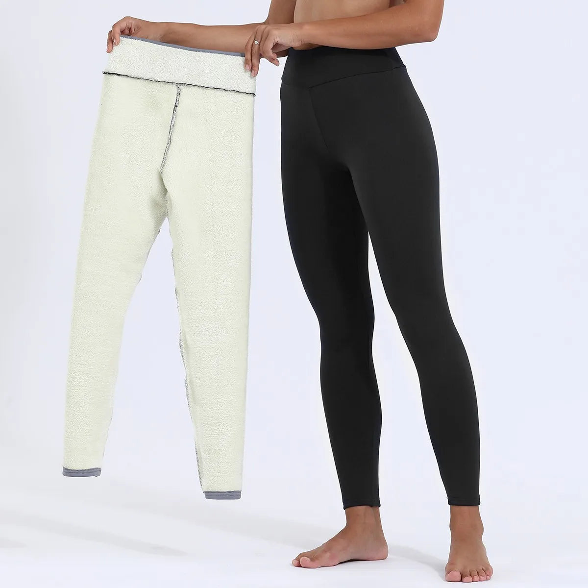 "Winter-Ready Chic: Insulated Lamb Fleece High-Waist Leggings for Women"